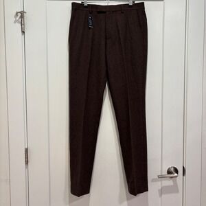 Harry Brown London Mens Wool Blend Dress Pants Brown Tapered Trousers 30R